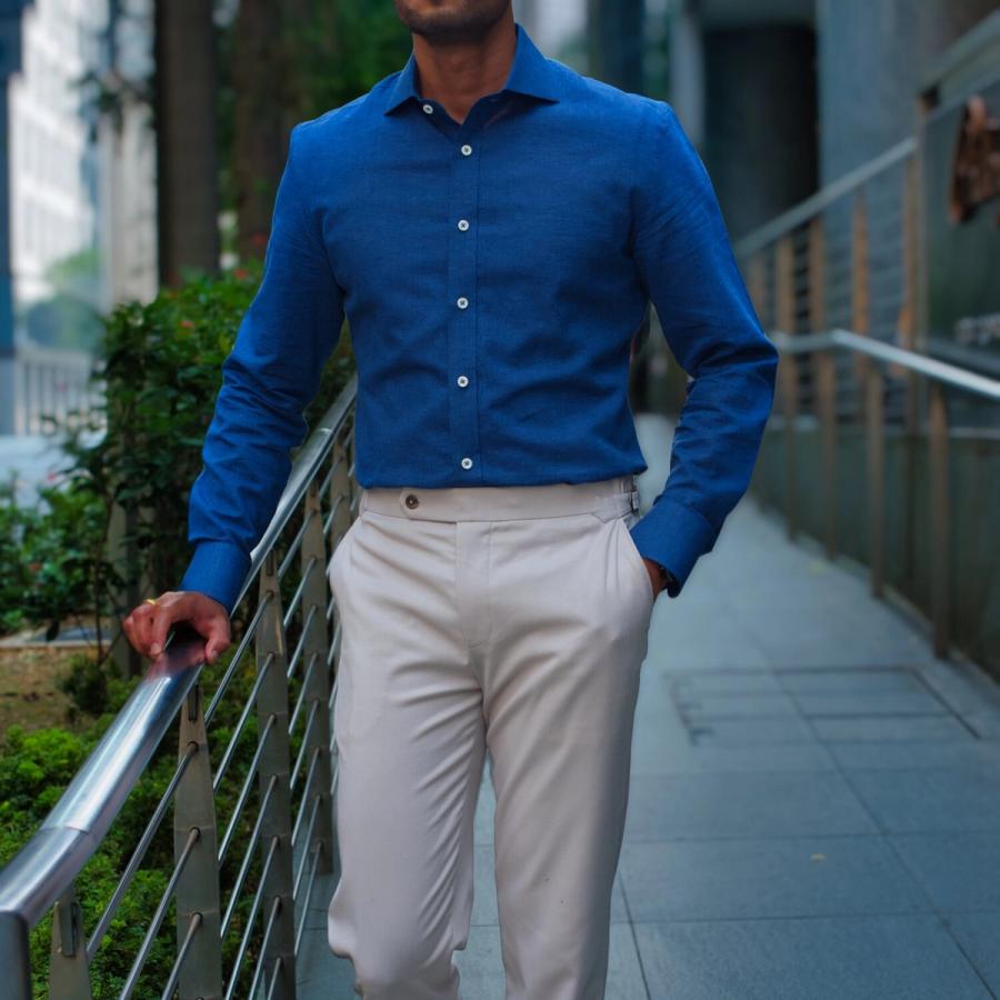 Dark Blue Chambray Tailored Shirt