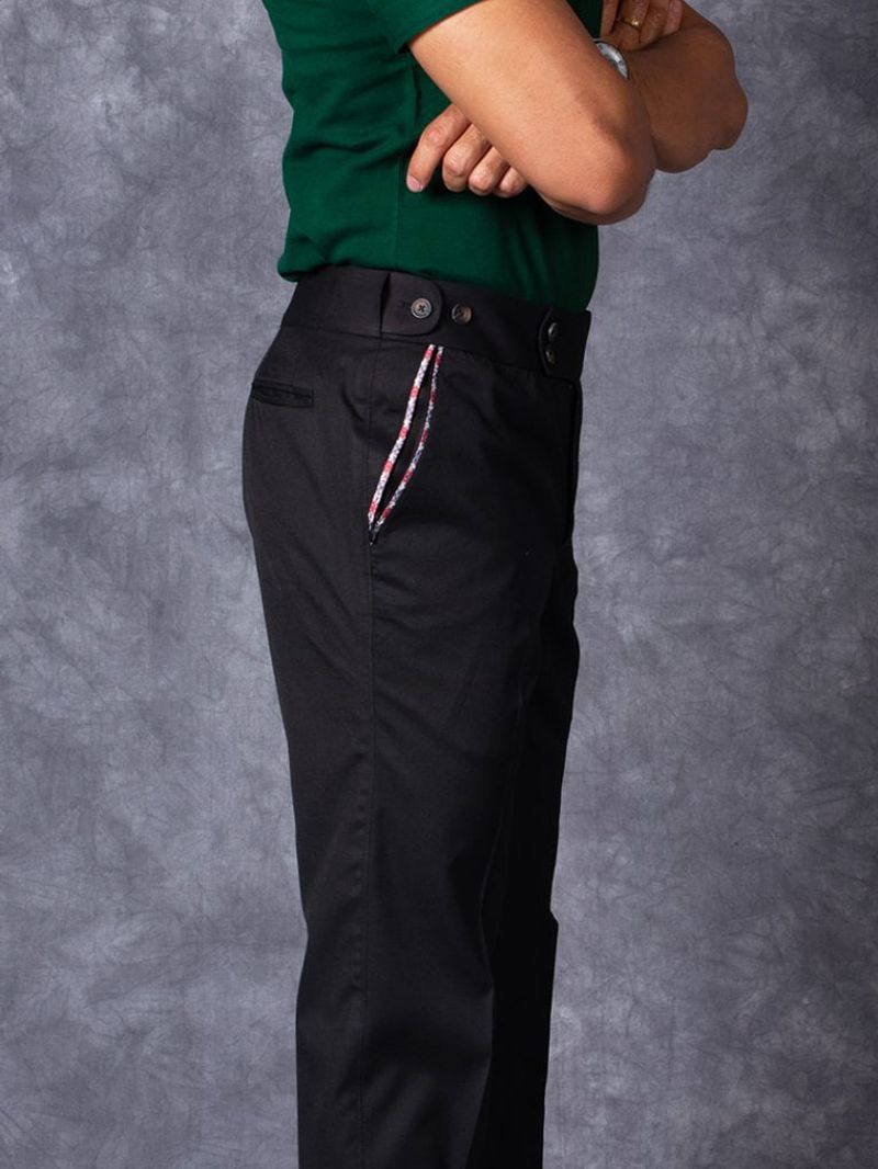 Black Chino Trouser With Contrast Tailor Made