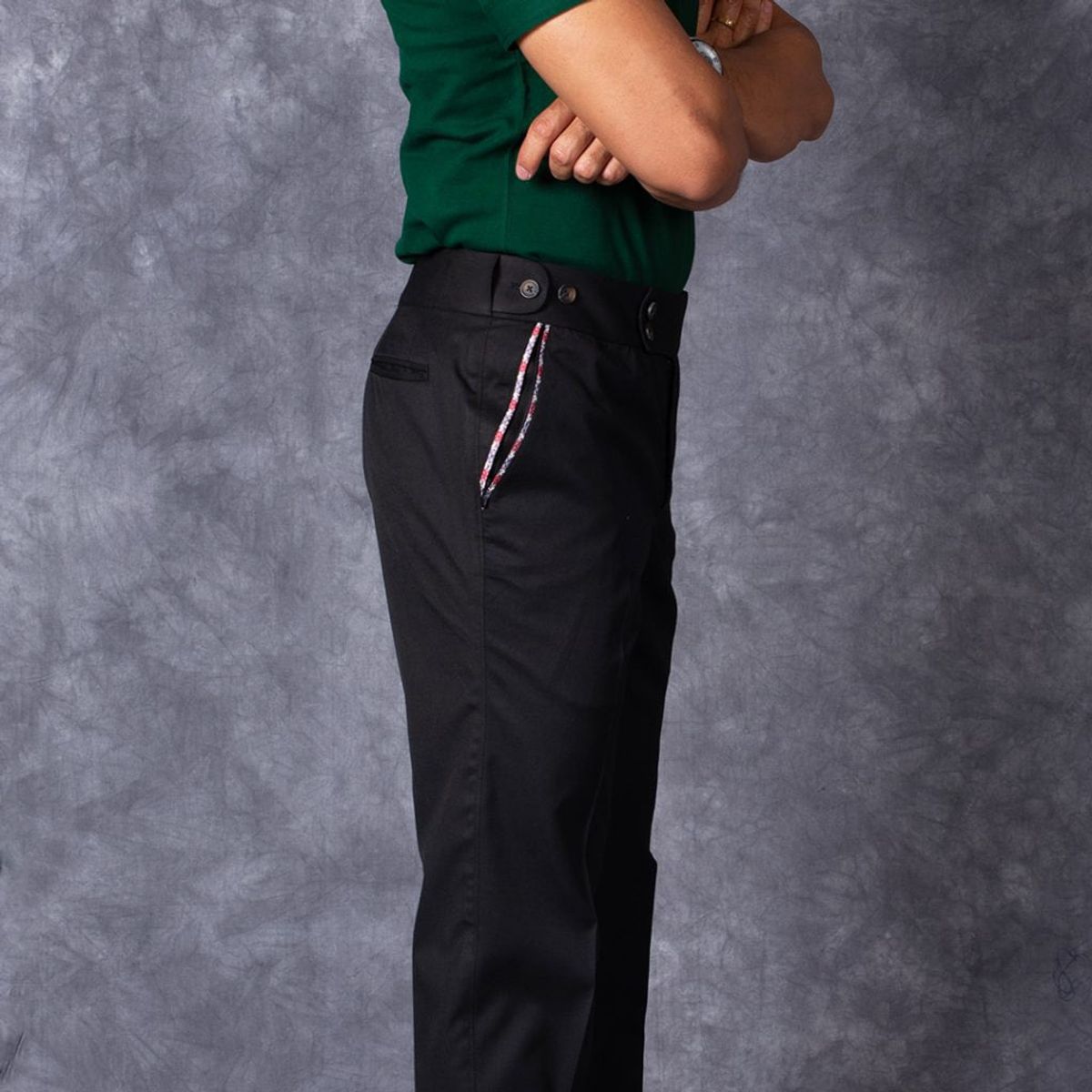 Black Chino Trouser With Contrast Tailor Made