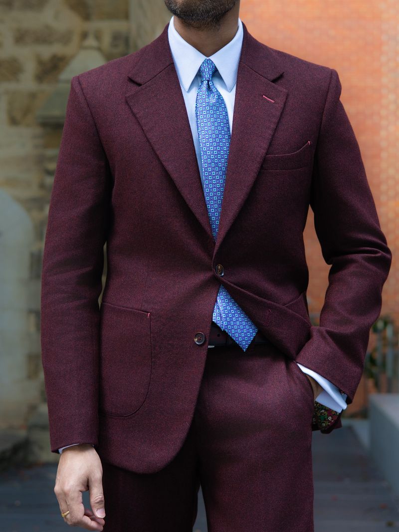 Burgundy Flannel Two Piece Suit