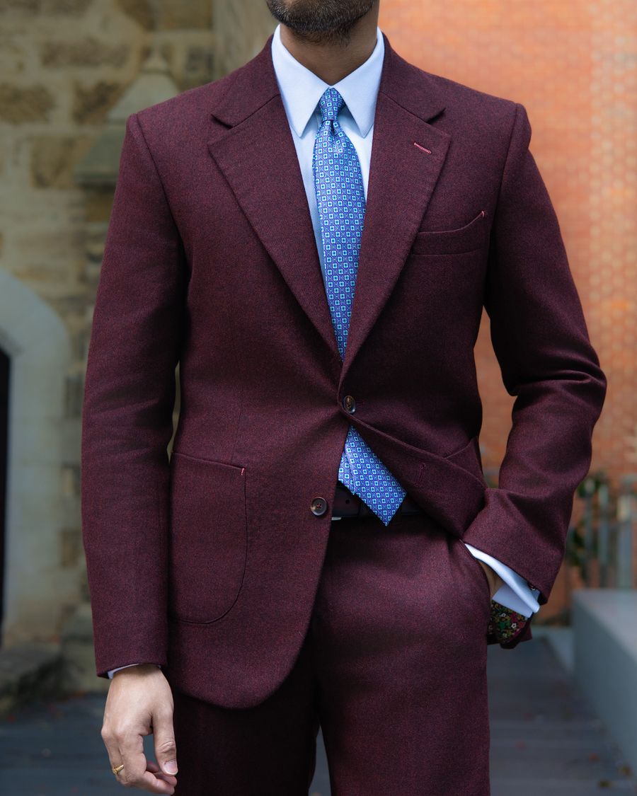 Burgundy Flannel Two Piece Suit