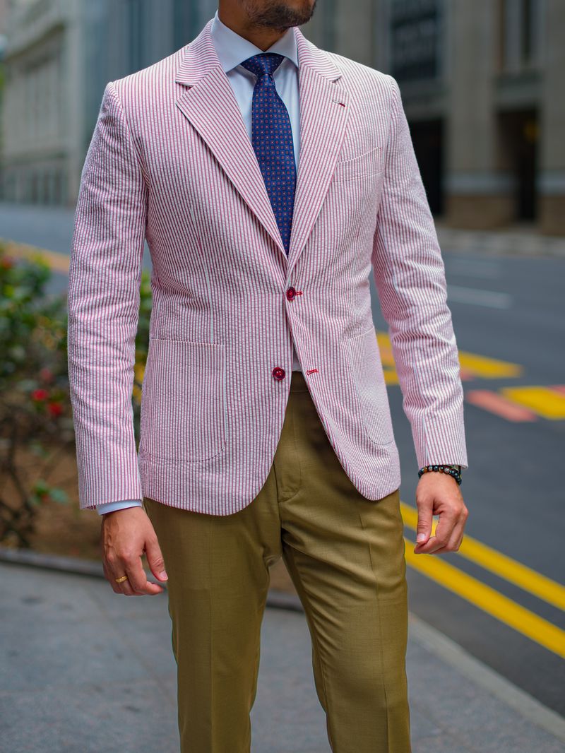 Red Seersucker Blazer