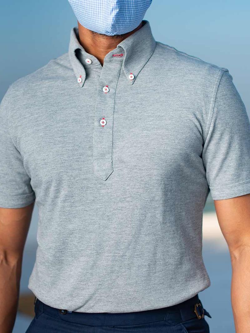 Grey Knit Polo Tailor Made Shirt