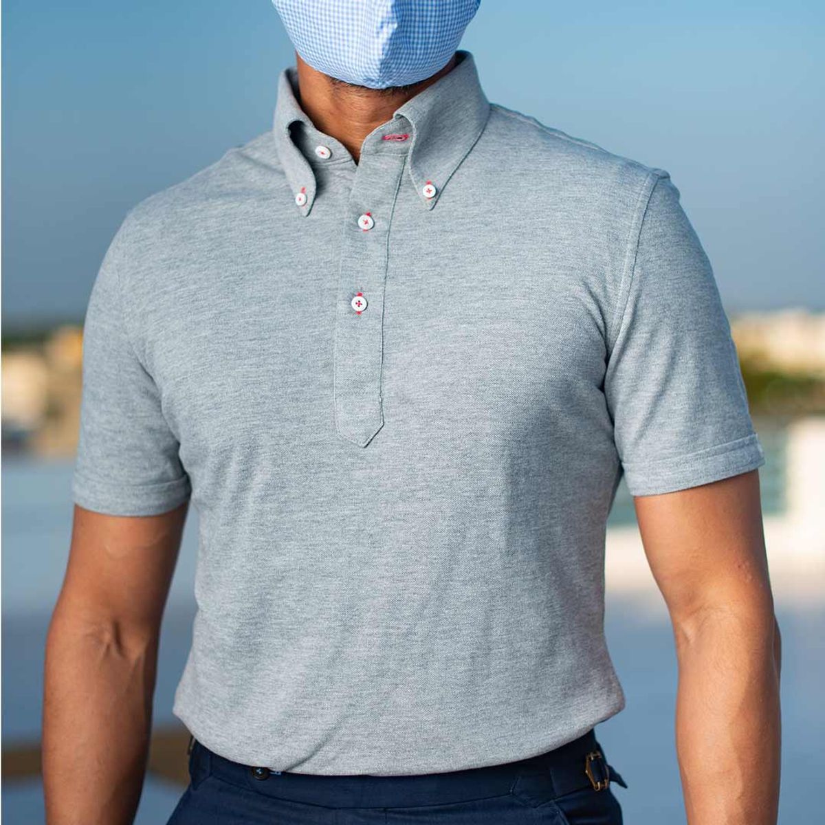 Grey Knit Polo Tailor Made Shirt