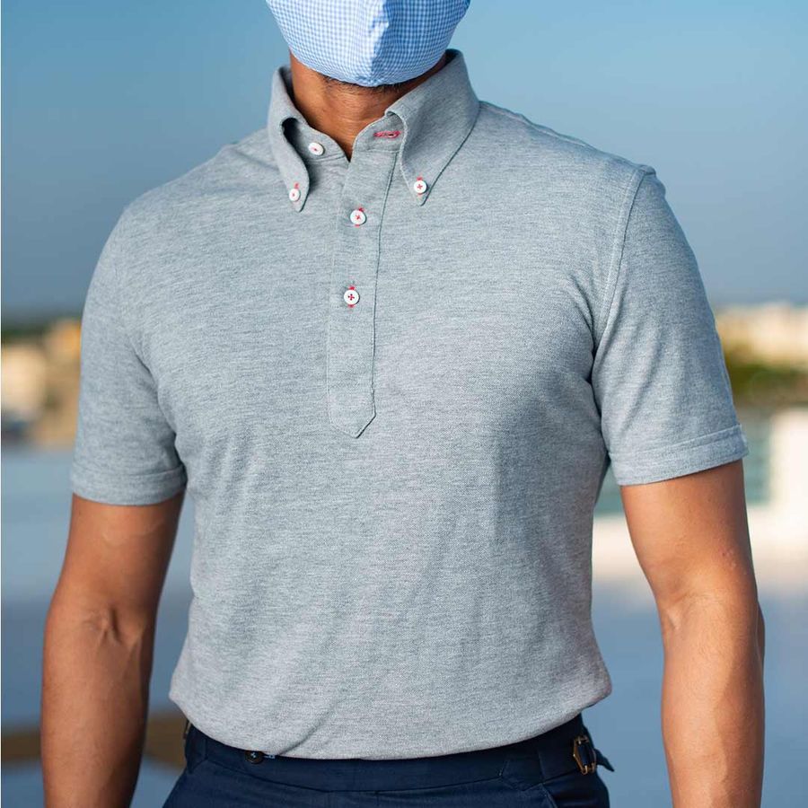 Grey Knit Polo Tailor Made Shirt