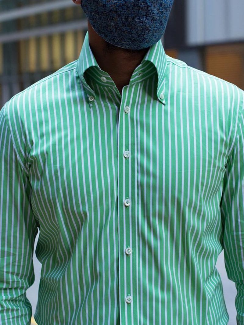 Green Broad Striped Shirt