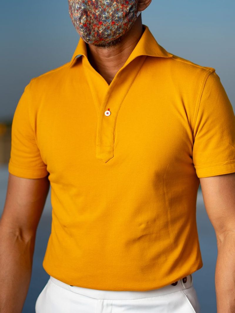 Mustard Yellow Knit Polo Tailor Made Shirt