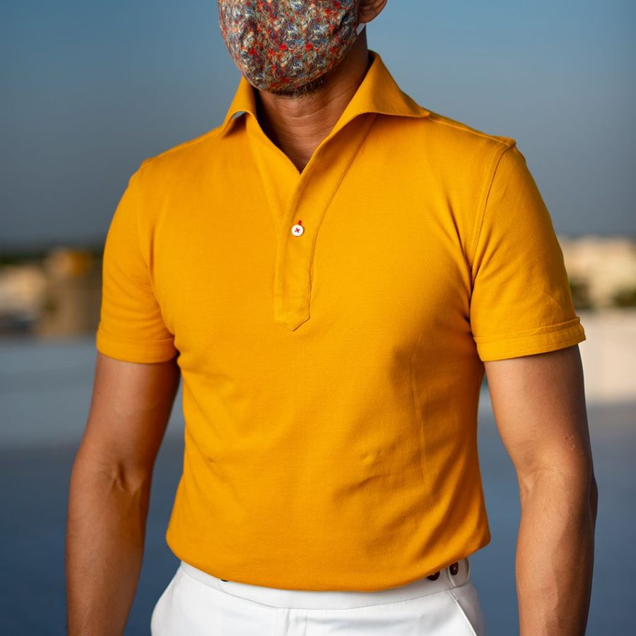 Mustard Yellow Knit Polo Tailor Made Shirt