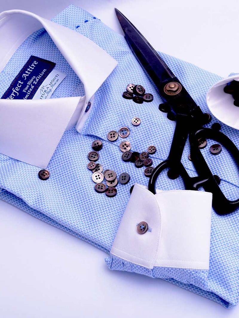Blue Dobby Textured Bankers Shirt