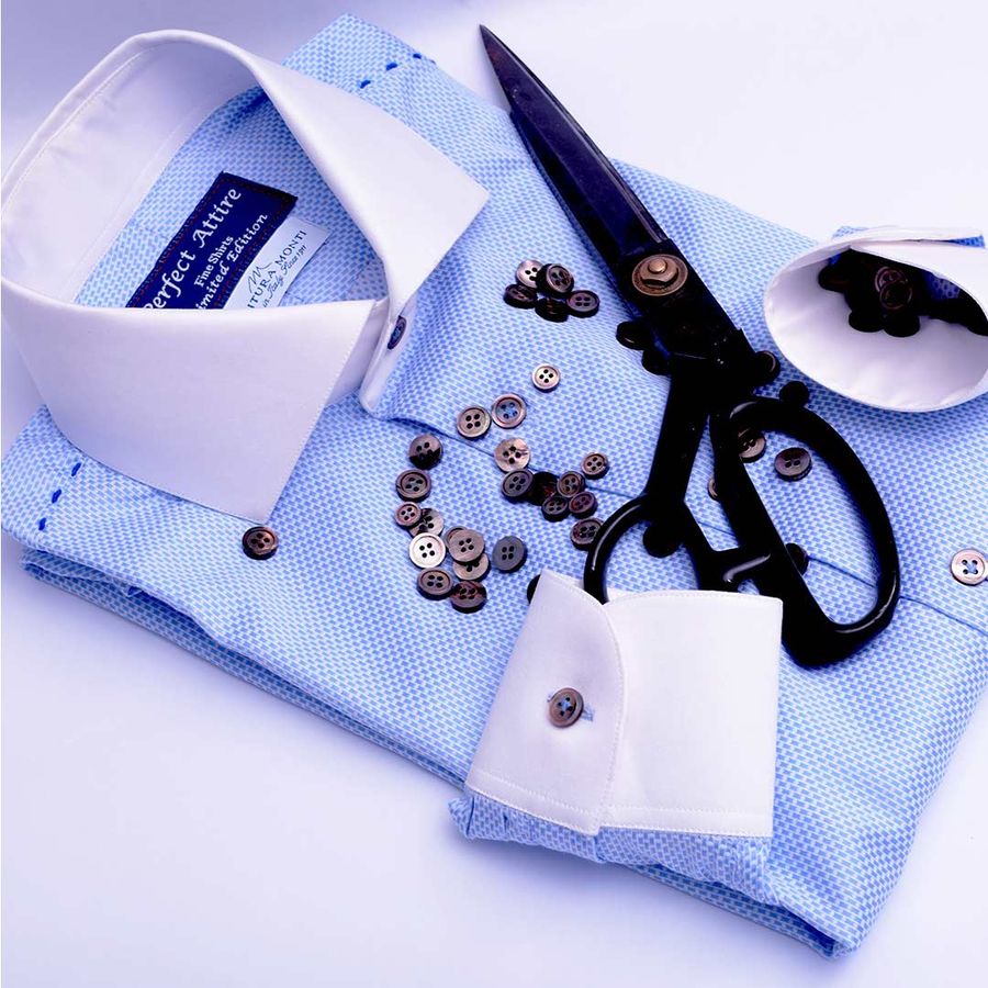 Blue Dobby Textured Bankers Shirt