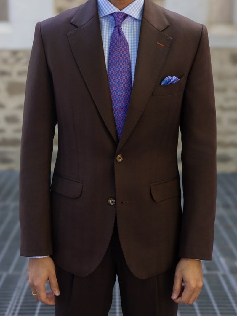 Brown Herringbone Two Piece Suit