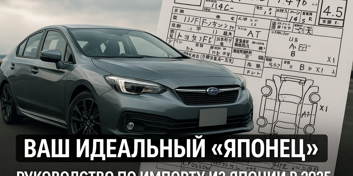Современный японский автомобиль на фоне аукционного листа
