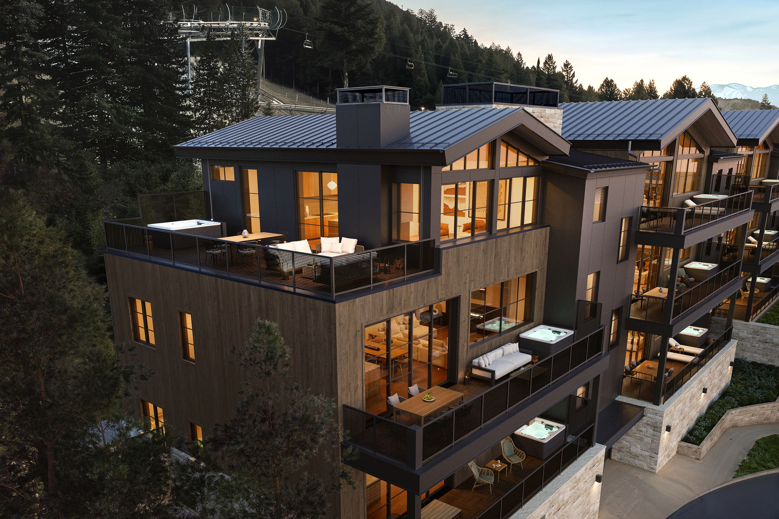 Cadence Jackson Hole architectural rendering showing mountain contemporary exterior