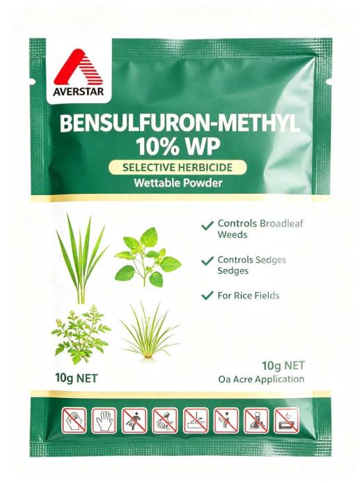 Bensulfuron Methyl 10% WP Herbicide product packaging