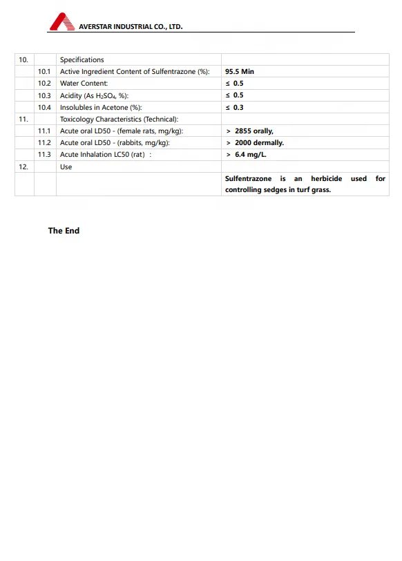 Sulfentrazone 95% TC Herbicide reference packaging view 2