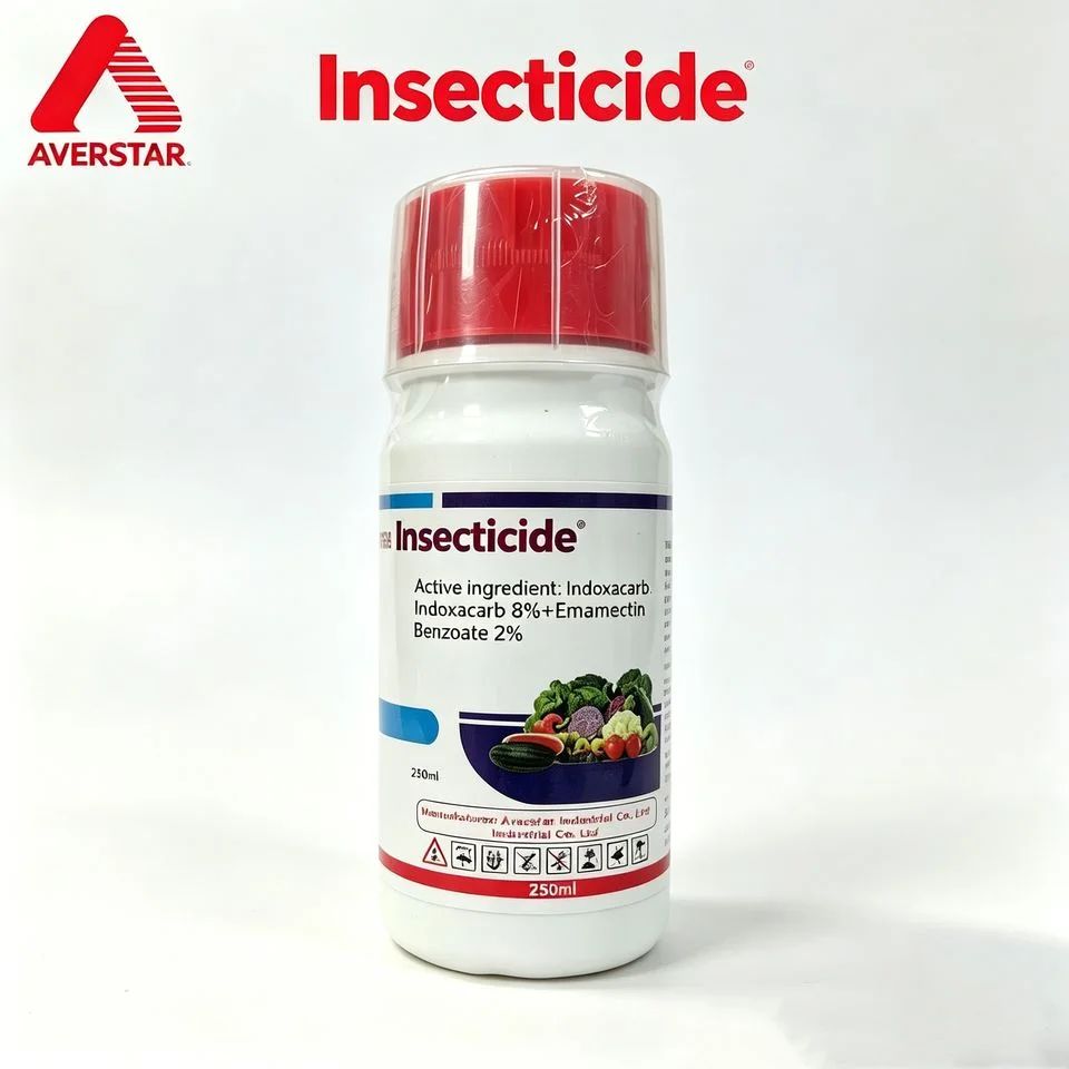 Indoxacarb + Emamectin Benzoate 8% / 2% SC Insecticide product packaging