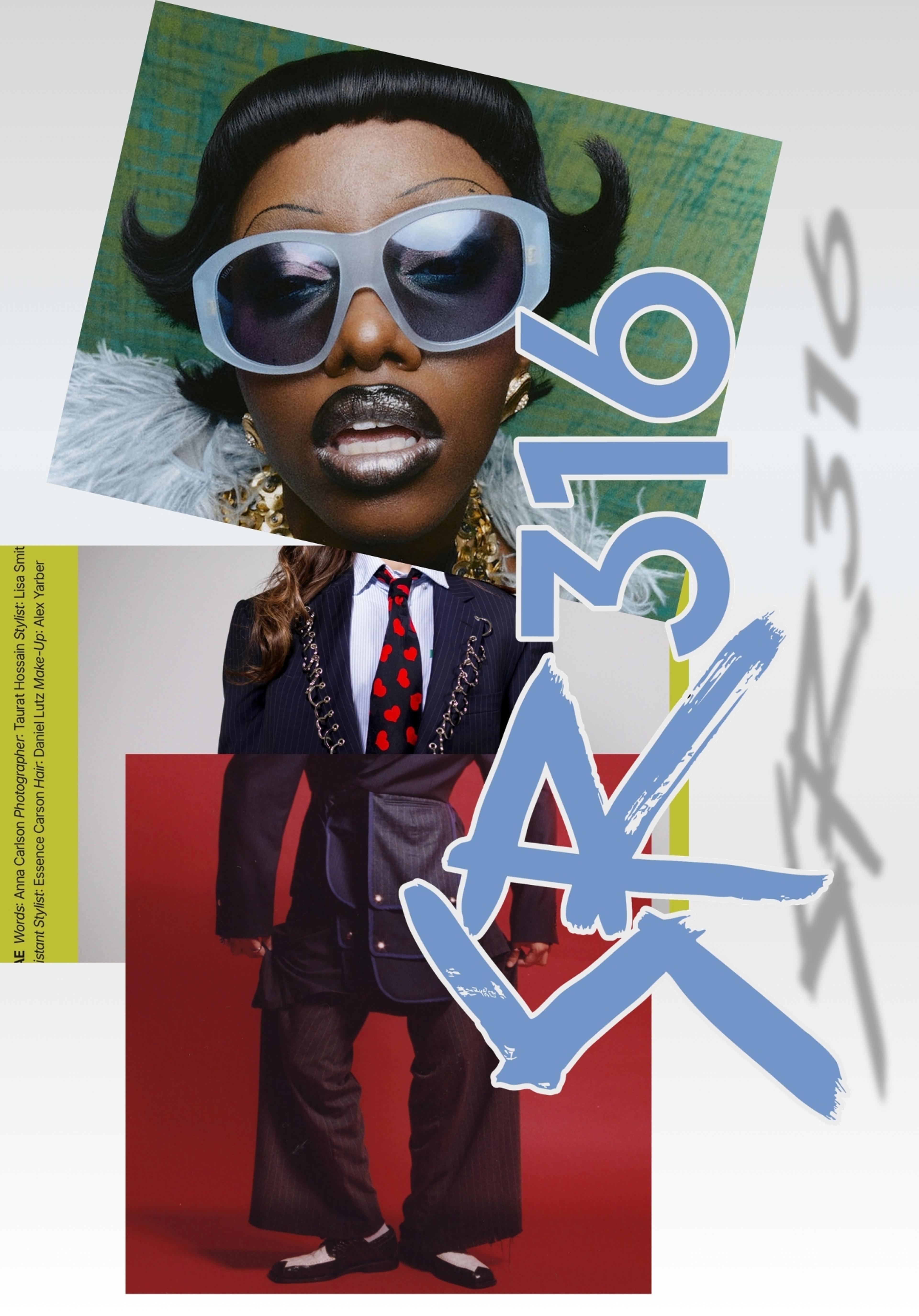 There-image collage of head with blue glasses, shrunken body and legs with a big SR316 logo.