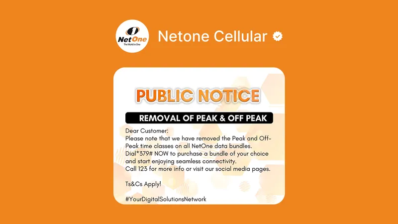 NetOne Scraps Off-Peak Data Bundles After CCZ Intervention | IBZIM News NetOne Scraps Off-Peak Data Bundles After CCZ Intervention | IBZIM News