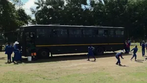 Ngezi Barracks Primary School Bus & Students
