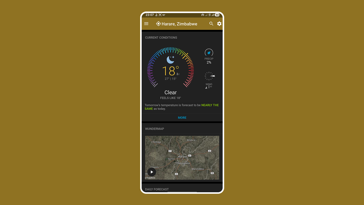 WeatherUnderground Android App Screenshot