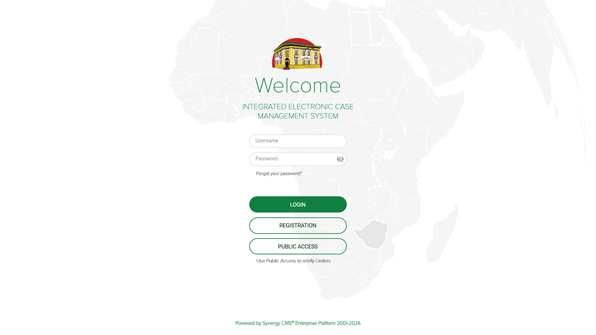 IECMS Welcome Page Screenshot