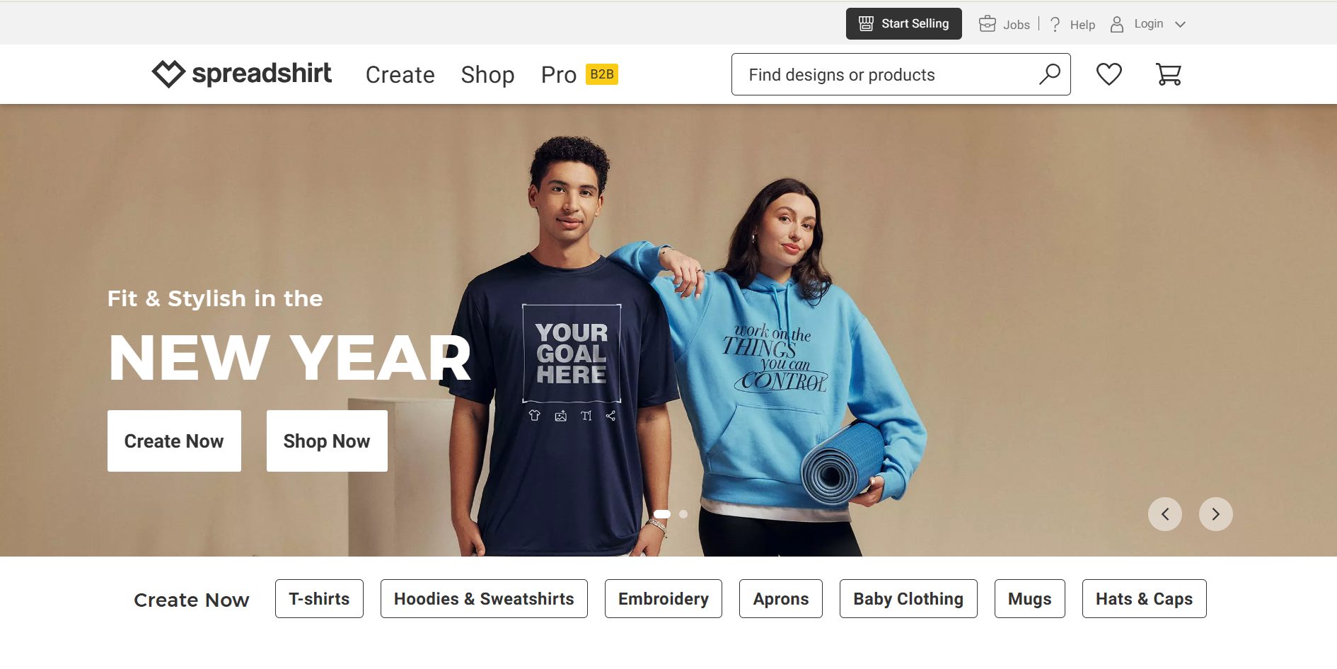 Spreadshirt Landing Page