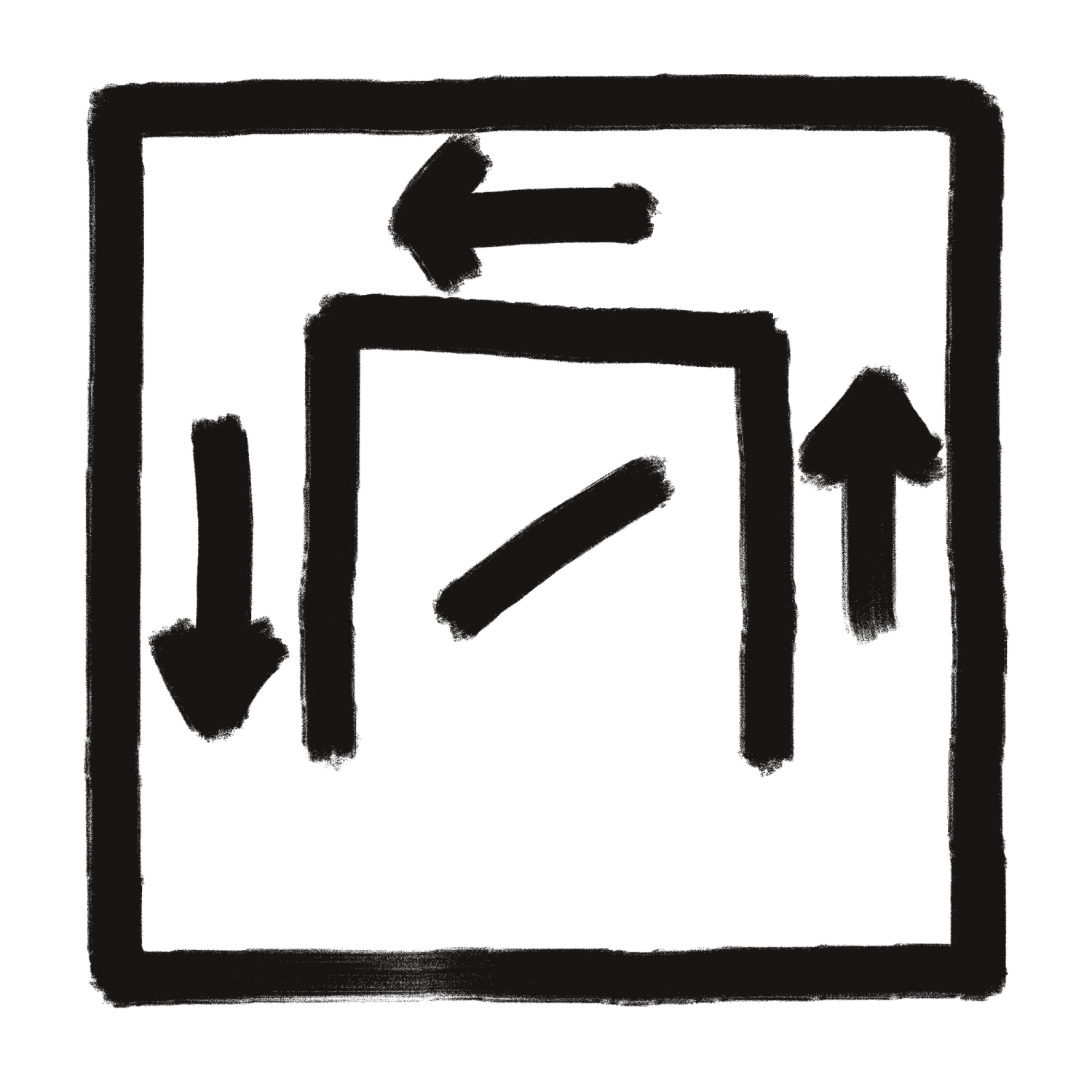 square sigil with arrows moving anti-clockwise