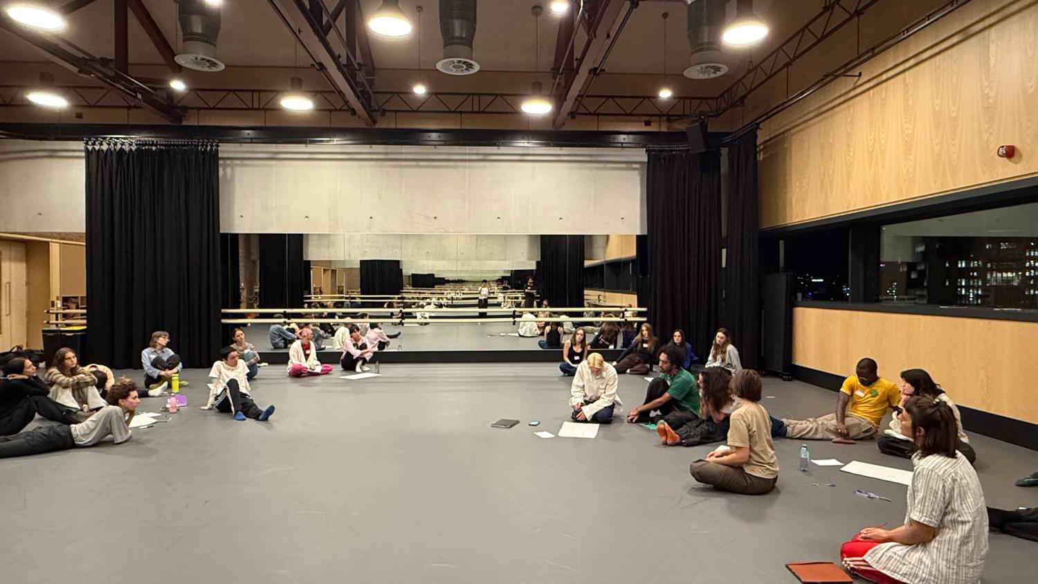 people sat around the studio