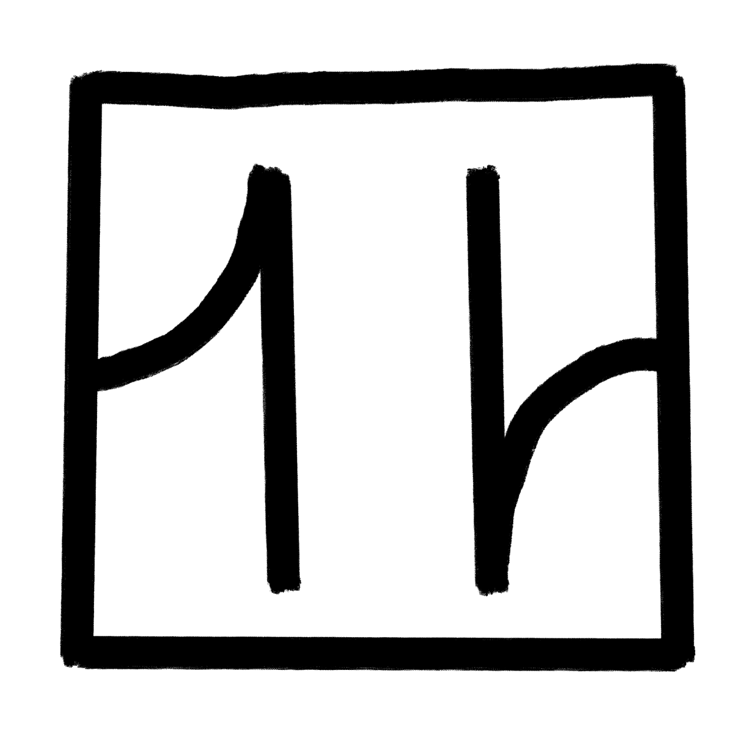 square sigil with two flicks.