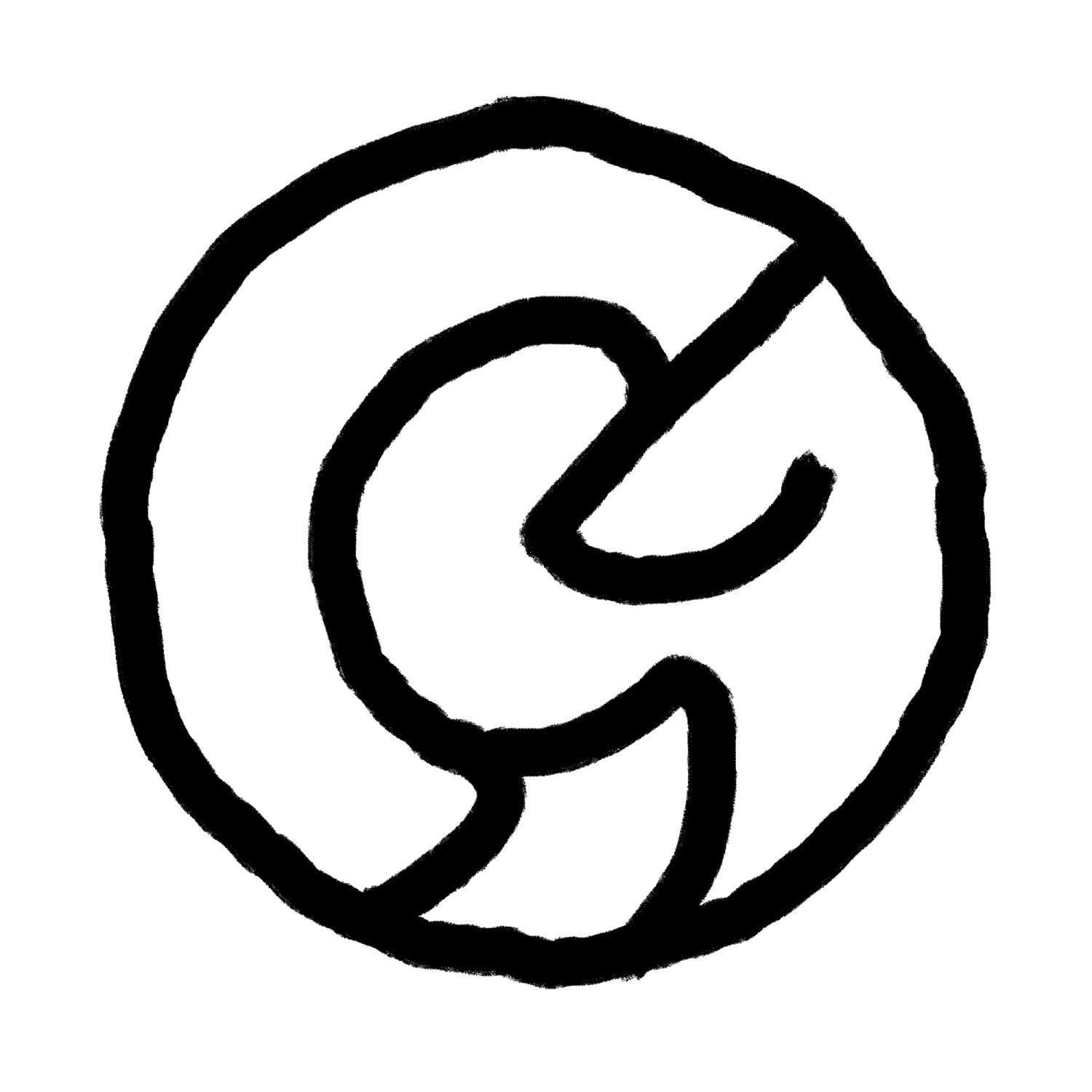 circular sigil with wiggling lines inside.