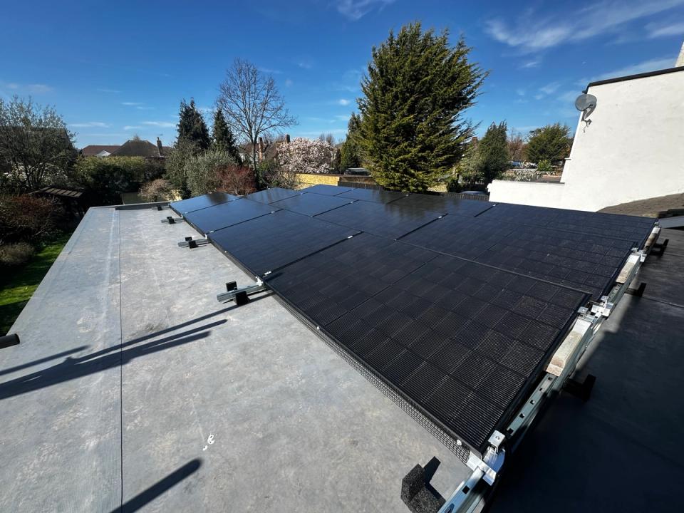 Completed solar panel installation on a flat roof