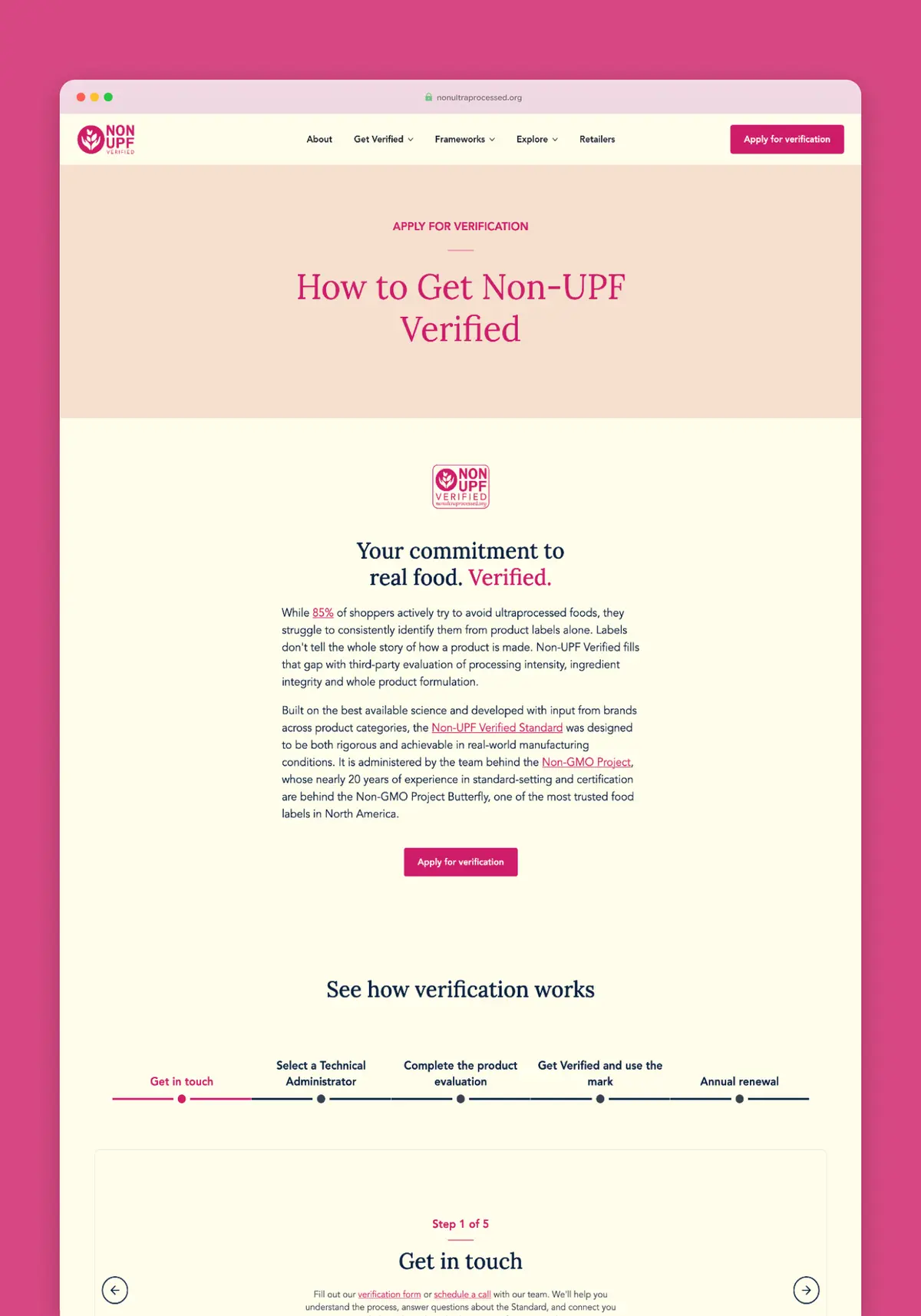 Apply for verification page.