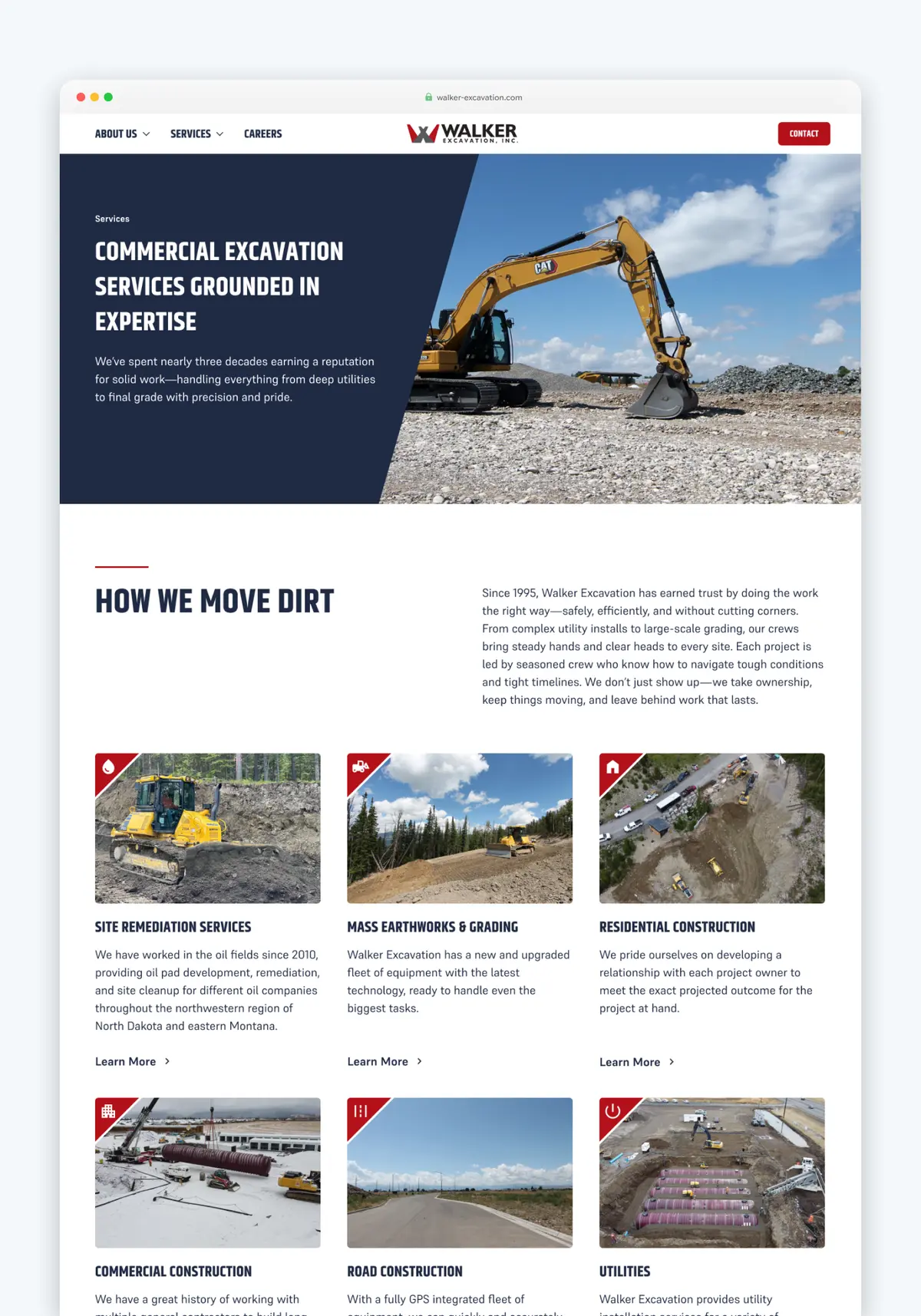 Walker Excavation Services page.