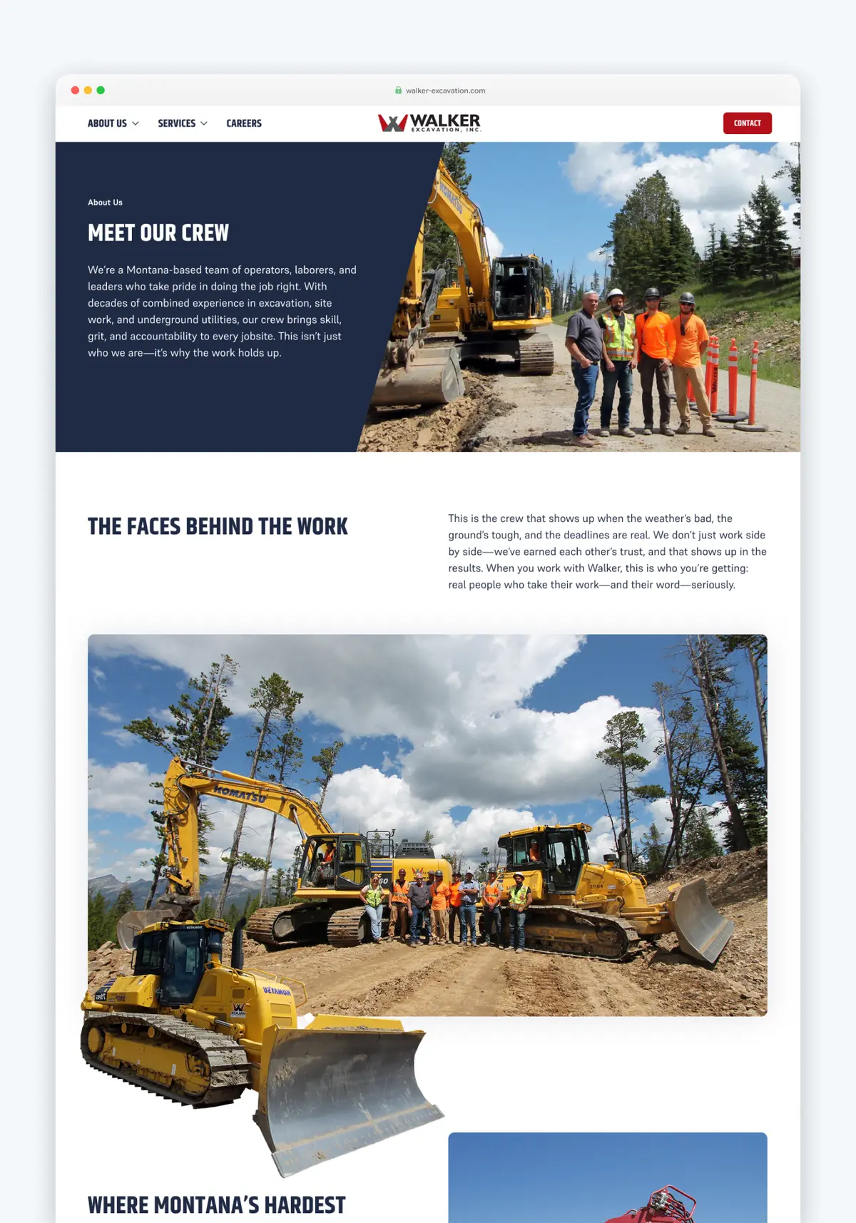 Walker Excavation team page.