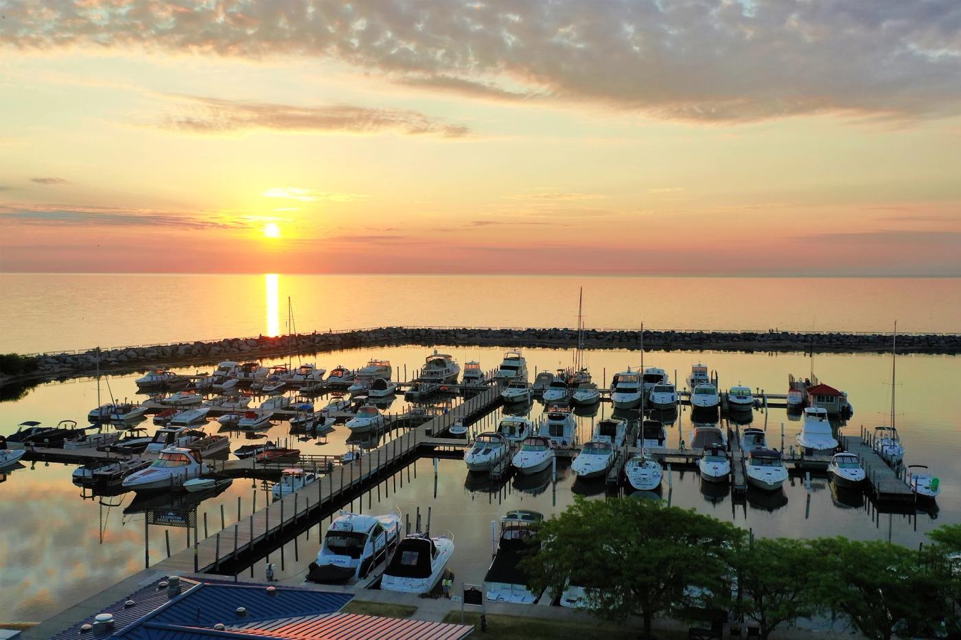 Sunrise with sailboats 