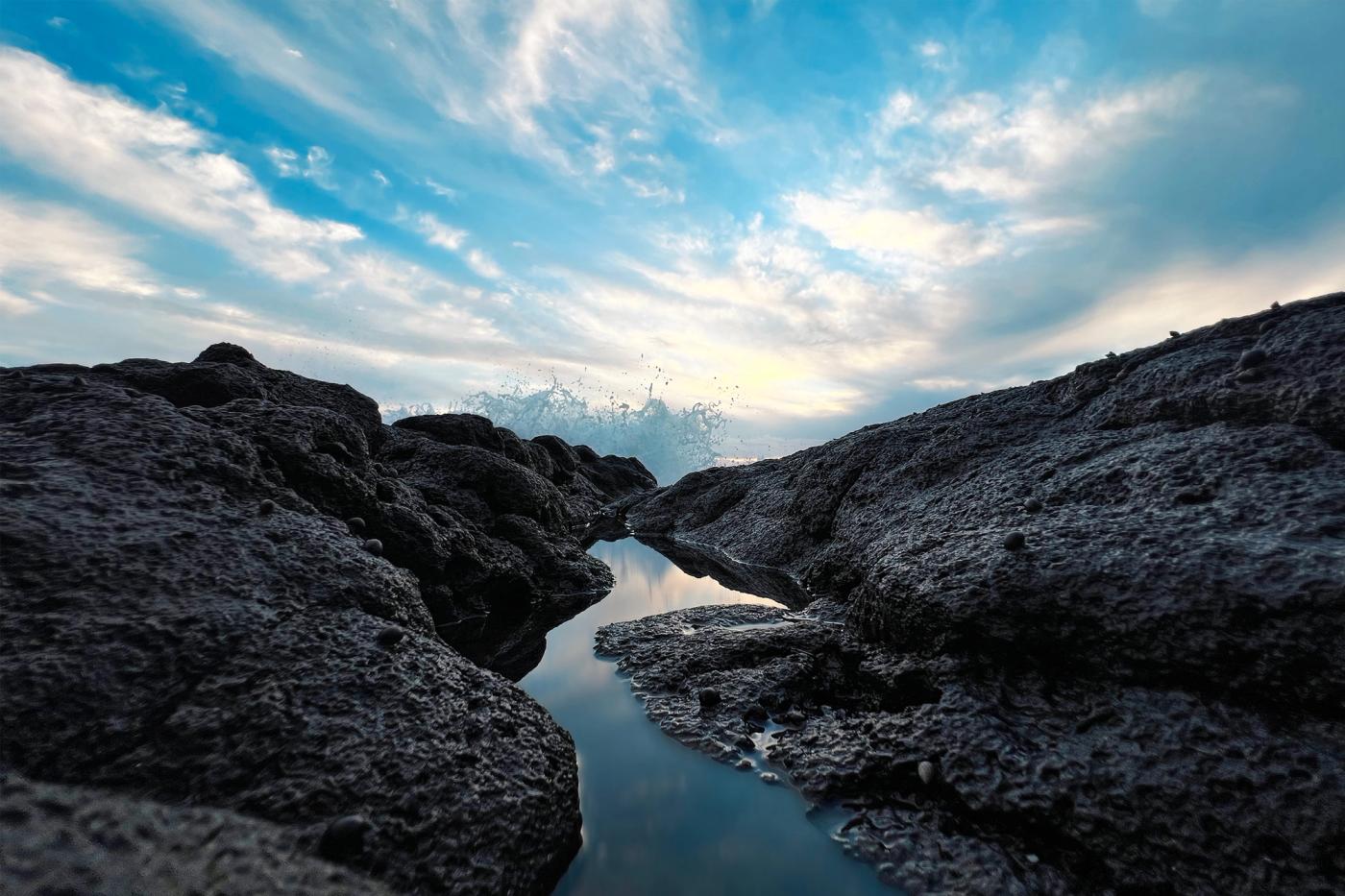 River formed in lava rocks