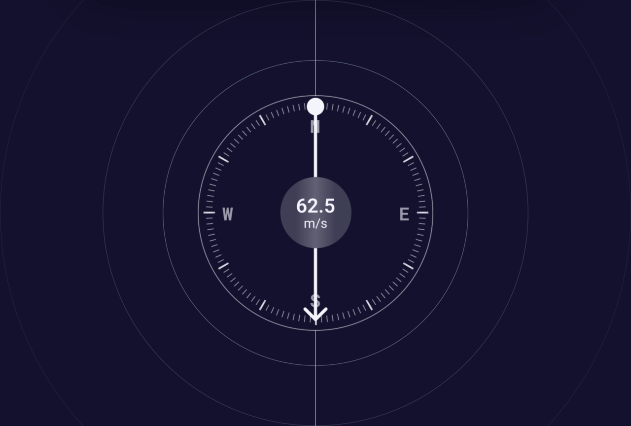 A wind compass with connections going to top and bottom