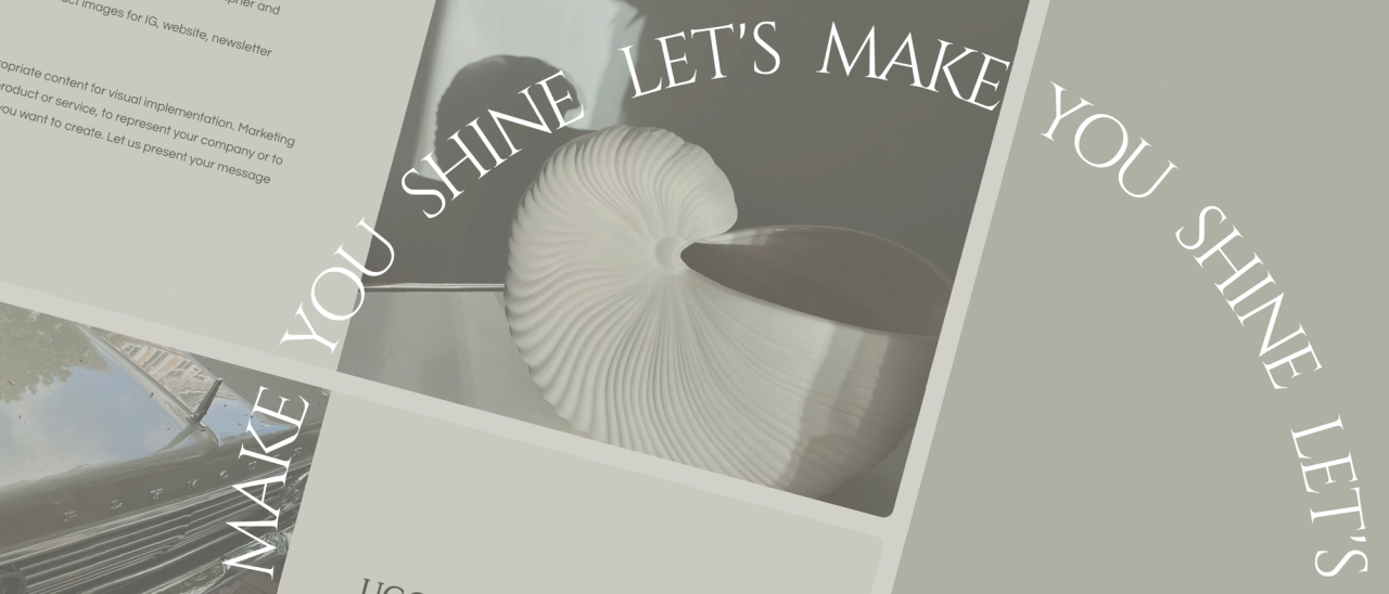 A part of the website with a "Let's make you shine" postmark on top