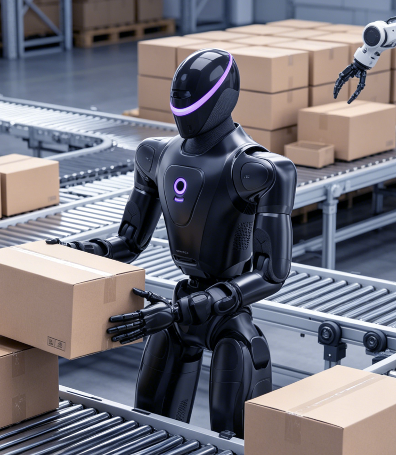 MagicBot X1 handling material transfer in an industrial setting
