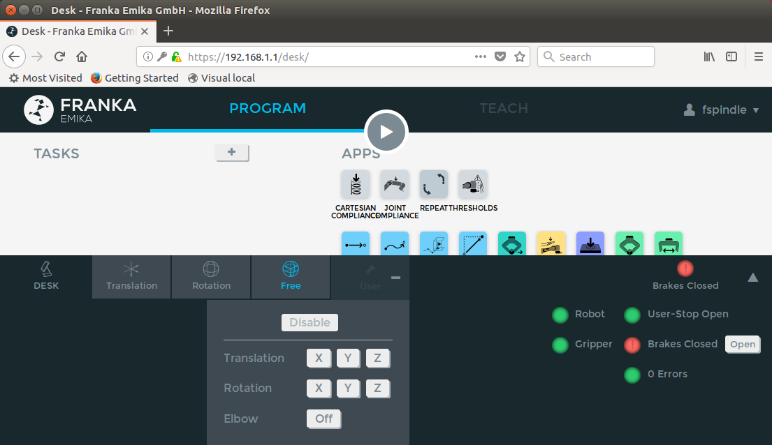 Franka Desk Interface