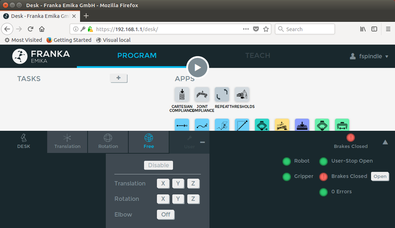 Franka Desk Interface