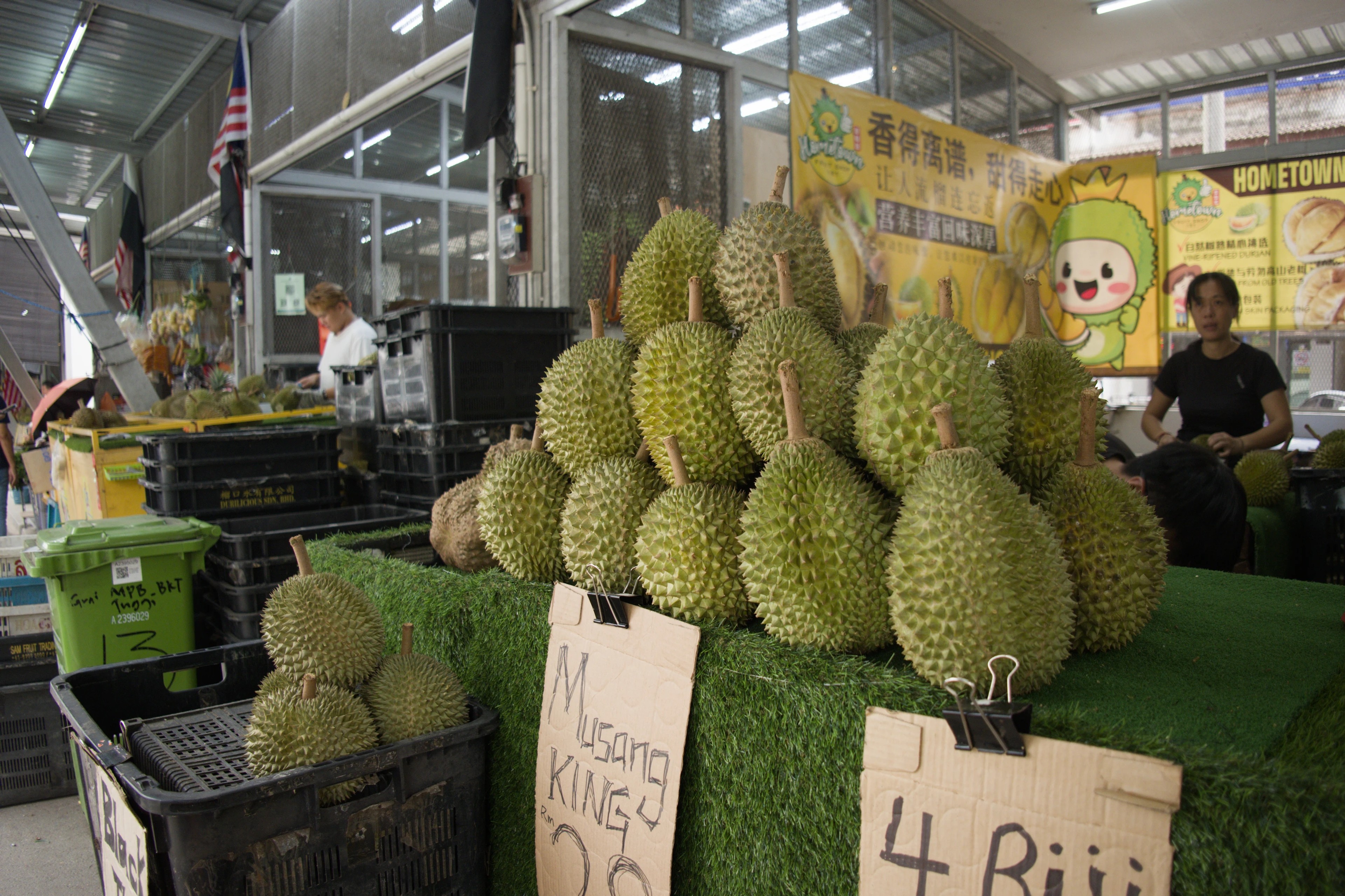 Musang King durians at the market