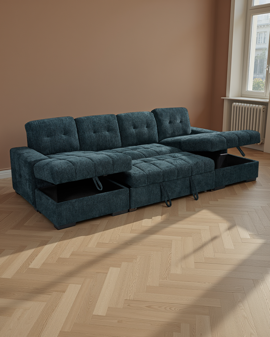 Oslo Sofabed Teal U Shape Corner