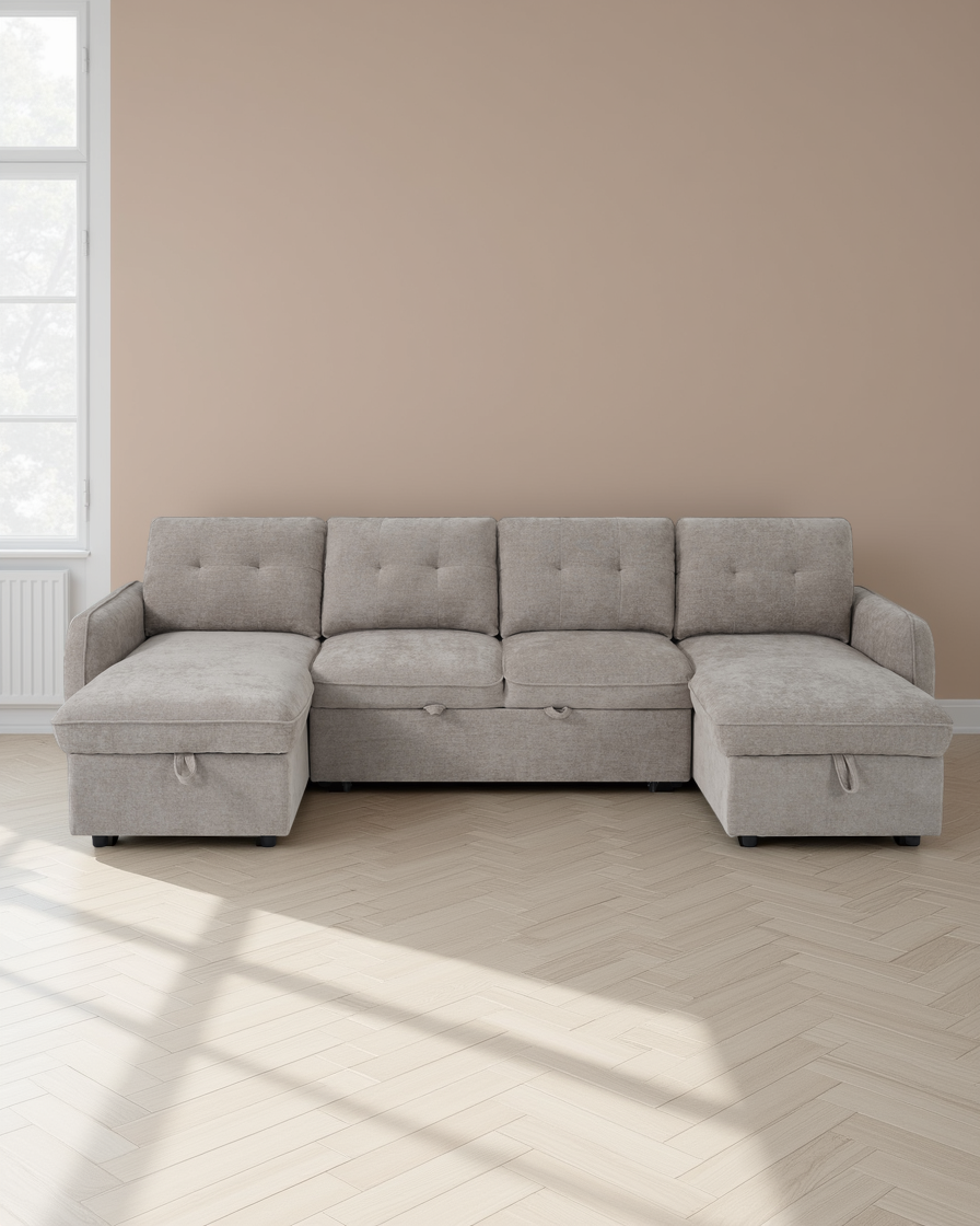 Liverpool Sofabed Beige U Shape Corner