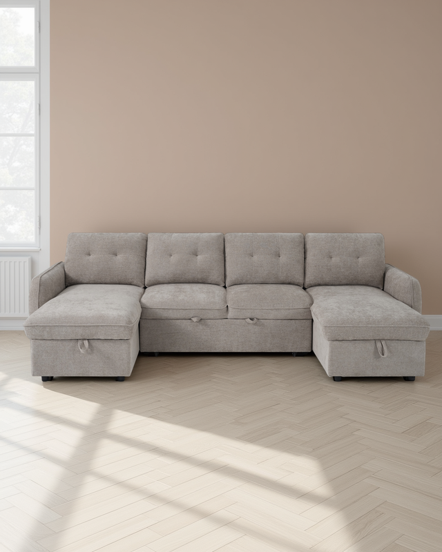 Liverpool Sofabed Beige U Shape Corner