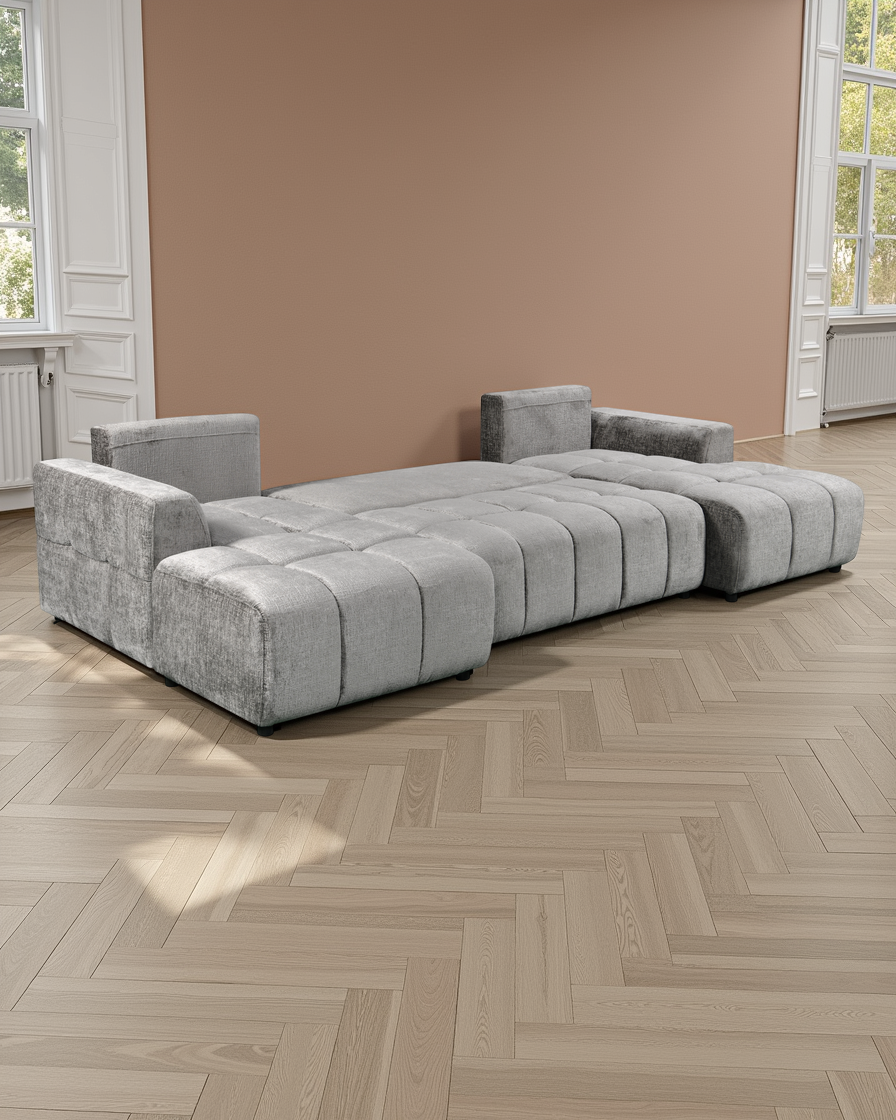 Helsinki Luxury Grey U Shape Corner Sofabed