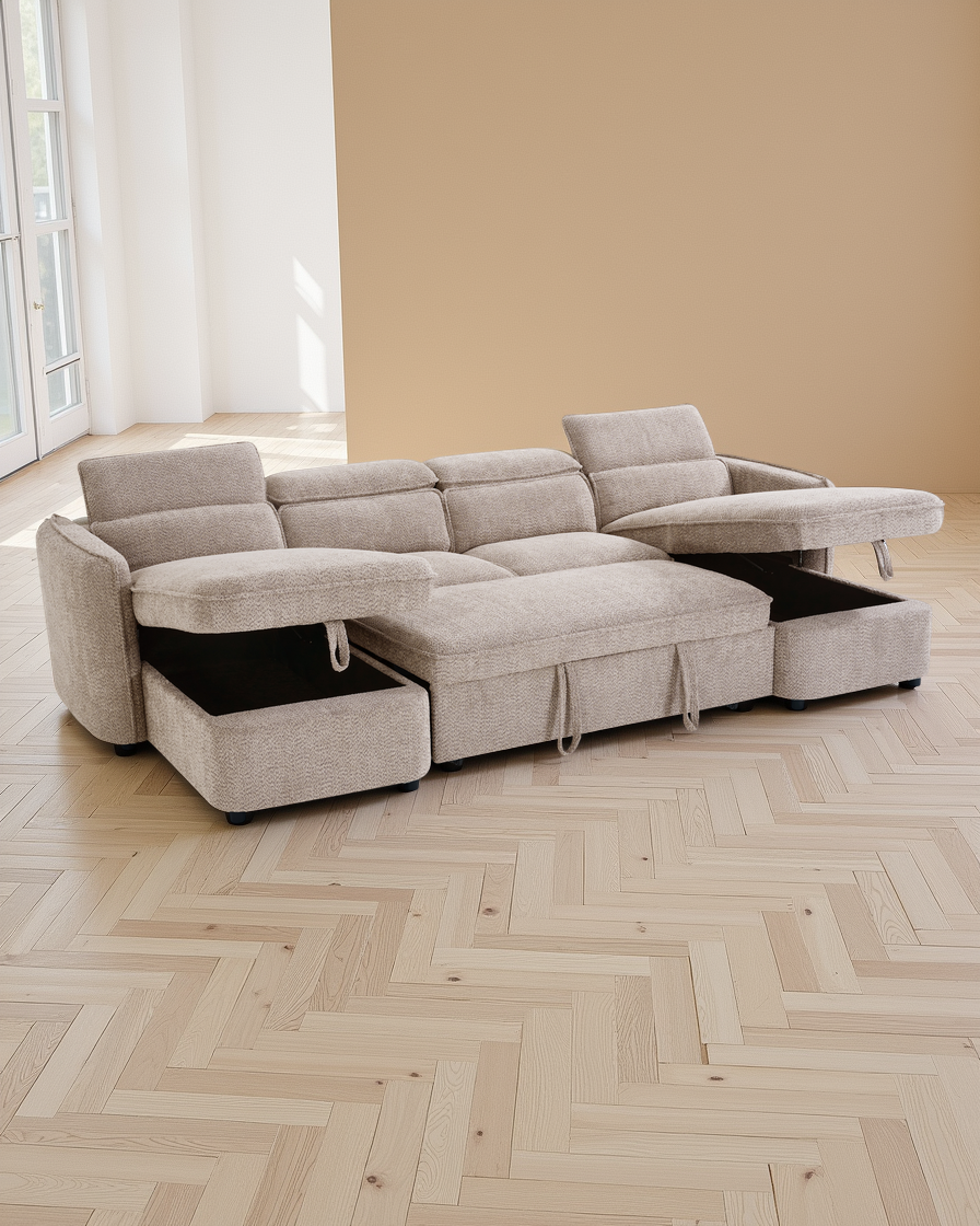 Vienna Sofabed Beige U Shape Corner