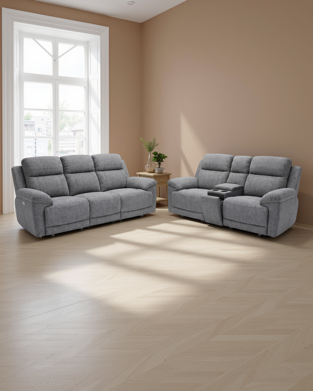 Cardiff Electric Recliner Grey 3+2 Seater