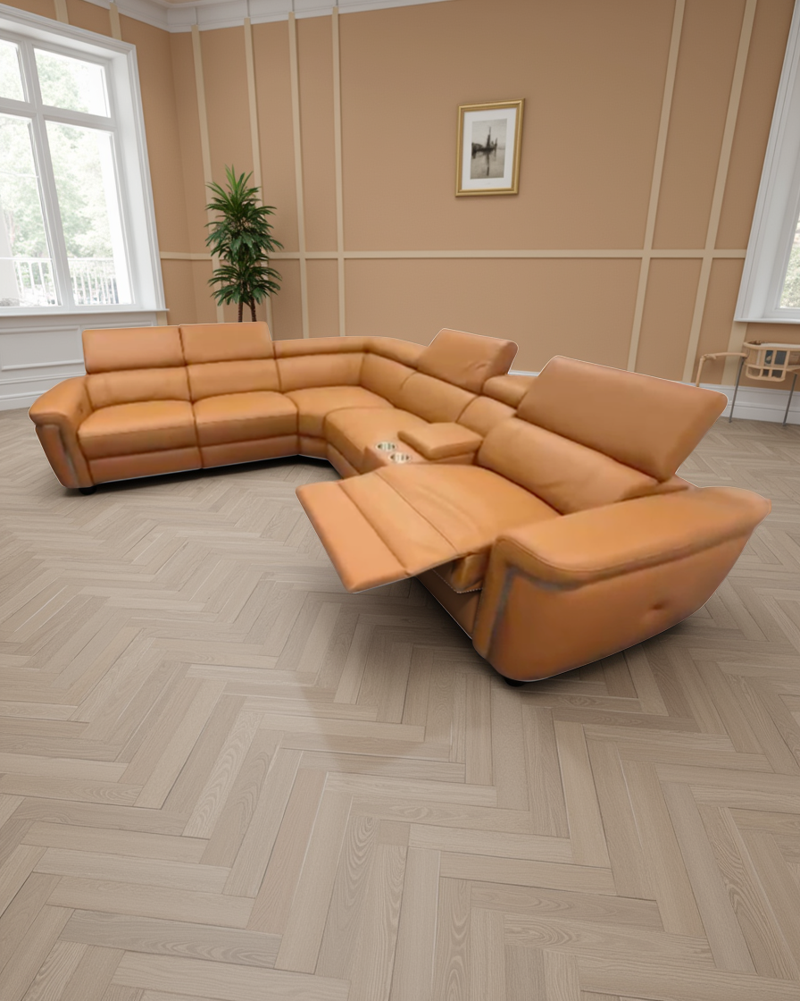 Vilnius Electric Recliner Sofa Tan Large Corner