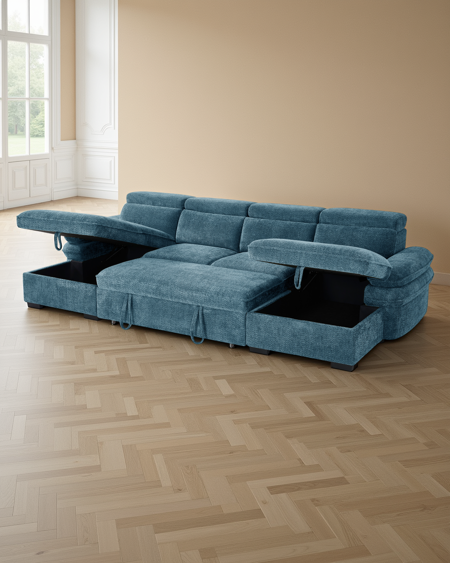 Valencia Sofabed Blue U Shape Corner